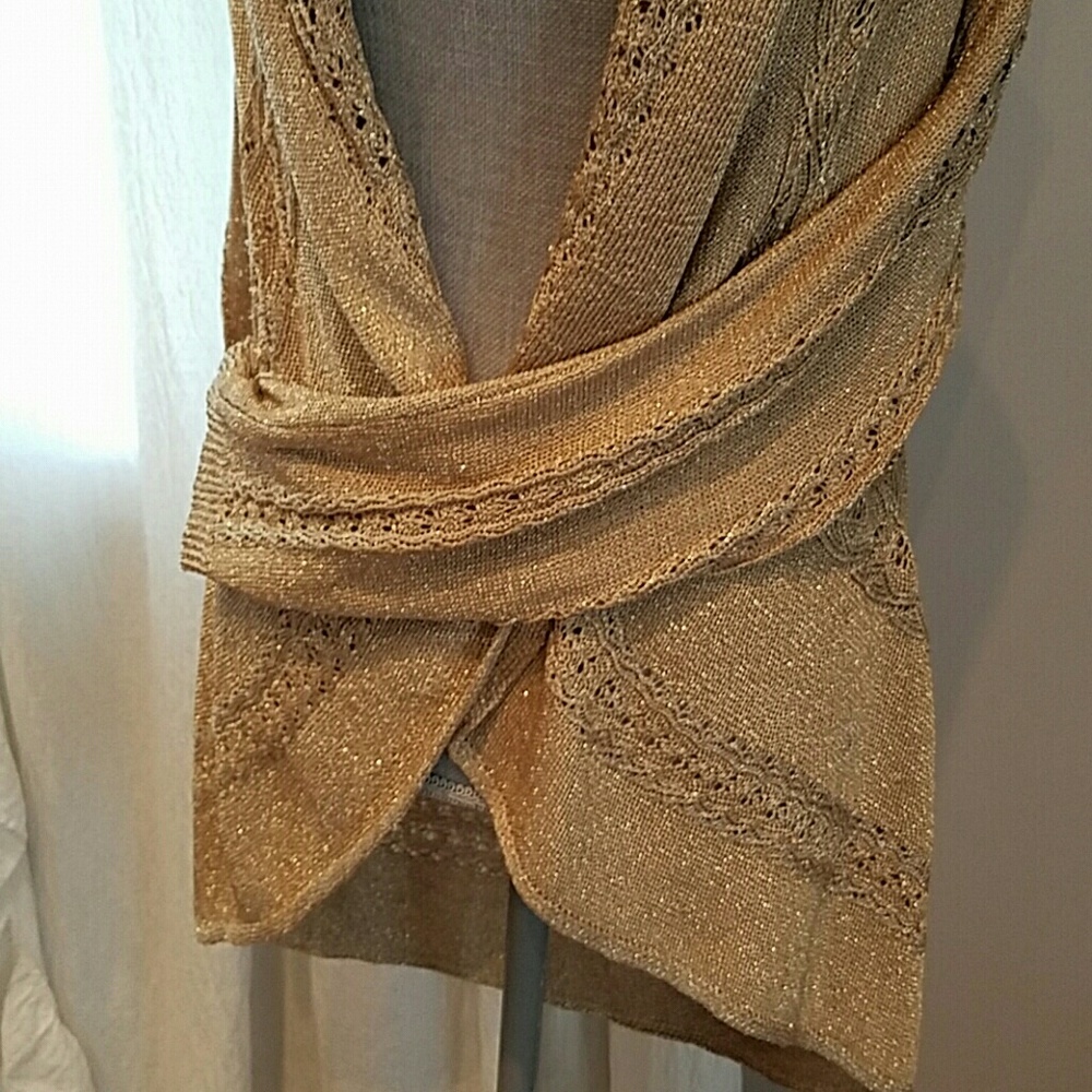 Alfani Metallic Draped Shawl/Cardigan - Picture 2 of 8